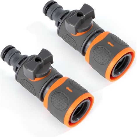 Beijiyi – Raccord de tuyau d'arrosage 1/2'' DN15 – Connecteur rapide en plastique ABS – Résistant aux températures extrêmes – Lot de 2 vannes d'arrêt