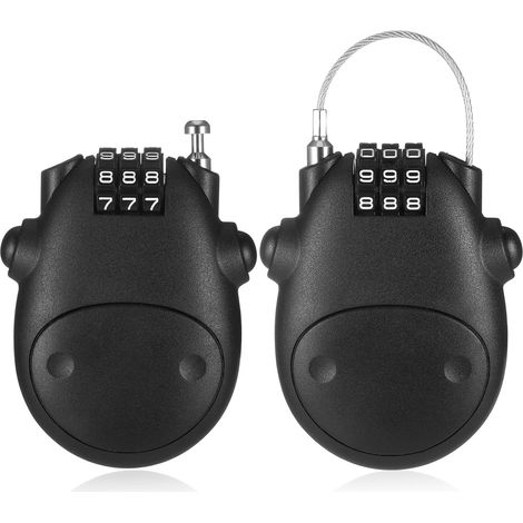 Lot de 2 cadenas antirouille, petit cadenas à combinaison, verrou flexible pour casque, scooter, vélo, 81 cm, câble rétractable en acier inoxydable pour valise, casque de moto (1/5)