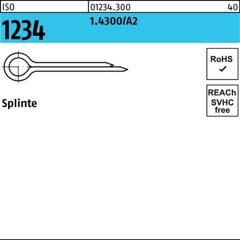 Splinte ISO 1234 1,6x 10 1.4300/A2 1000 Stück