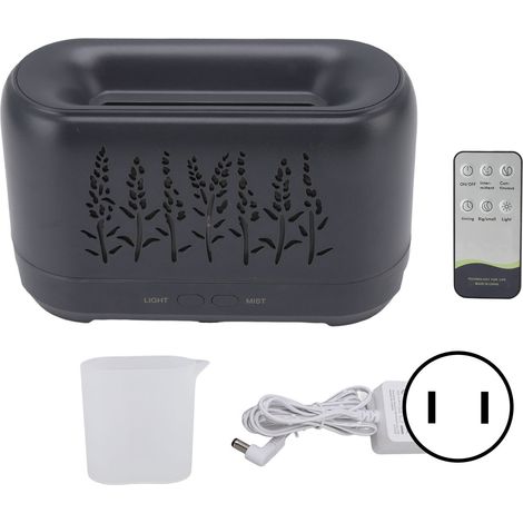 Diffuseur d'huiles essentielles 200ml silencieux évidé avec lumière flamme et télécommande pour sommeil travail étude 100-240V prise US (1/5)