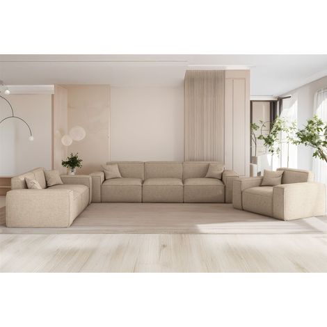 Sofaset Designersofa CELES PREMIUM 3-2-1 in Stoff Artico Beige (1/5)