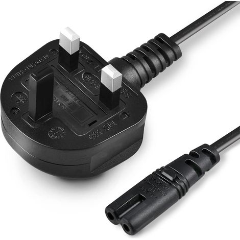 Câble d'alimentation britannique en forme de 8 BS1363 vers IEC227 C7 2 broches pour TV, imprimante, moniteur, LED, appareil photo, ordinateur portable, bouilloire pour PS,Xbox, HP, Brother 2 m (1/5)
