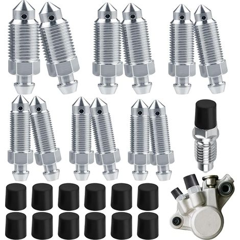 Motorcycle Brake Bleeder Screws Types with Cap, Rear Caliper Screws, for Car Bike, M6 x 1 mm, M7 x 1 mm, M8 x 1.25 mm, M10 x 1 mm, M12 x 1 mm, M10 x 1.25 mm (1/5)