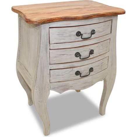 Table de chevet avec 3 tiroirs en bois d'acajou massif 48 x 35 x 64 cm DEC033528