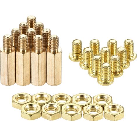 M4 Hexagonal Laiton Entretoise écarteurs 15mm+6mm Mâle-Femelle Fileté Pilier Vis écrou Trousse pour PCB Carte Mère Ordinateur Circuit Imprimé 10 Ensembles (1/5)