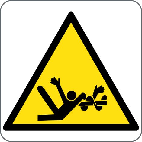 Panneau danger enchevêtrement du bras dans un organe en rotation - Materiel: PVC adhesive - Taille: 60x60mm