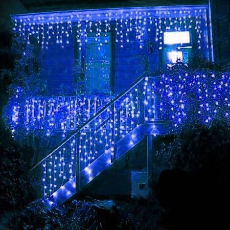 Rideau lumineux LED toiles pour dcoration de Nol - Bleu - 5m (1/4)