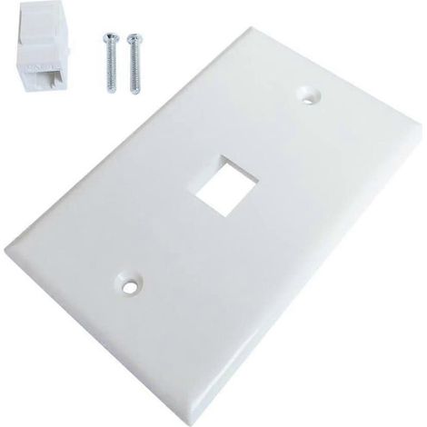 Lot de 4 plaques murales Ethernet 1 port, avec connecteur Keystone et coupleur en ligne RJ45 femelle-femelle. (1/5)