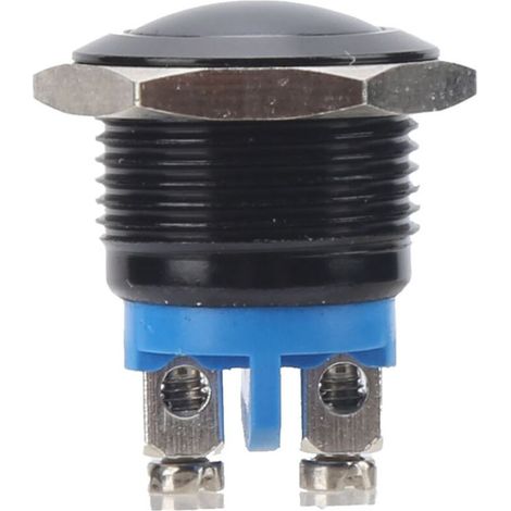 Interrupteur à bouton-poussoir métallique à bille, entièrement oxydé, à réarmement automatique, vis de réglage, commande au pied, 16 mm, 220 V (noir)