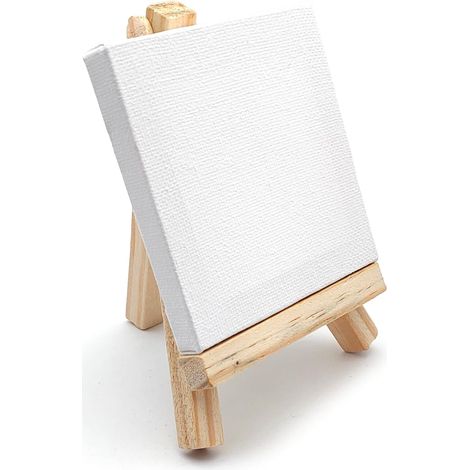 Chevalet En Bois Avec Toile - 1 Unité - Bois Naturel Et Coton - Peinture Et Décoration - Mariage Et Loisirs Créatifs - 8x8 Cm (1/5)