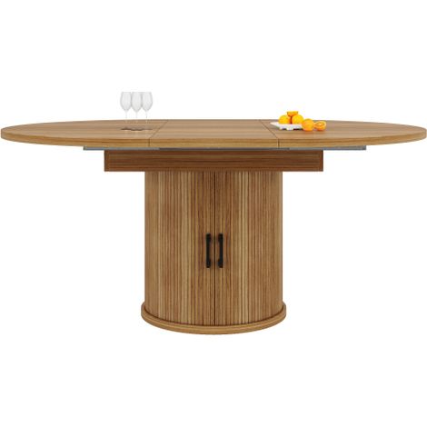 Table ronde extensible 118-158cm noyer noir transformable ovale (1/5)