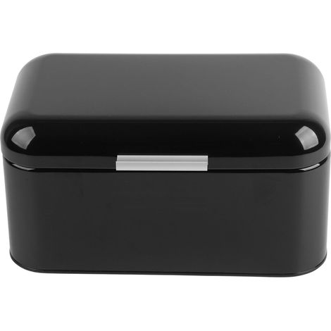Boîte à pain rétro métallique unie noire, grand contenant de cuisine à forte capacité, rangement alimentaire. (1/5)