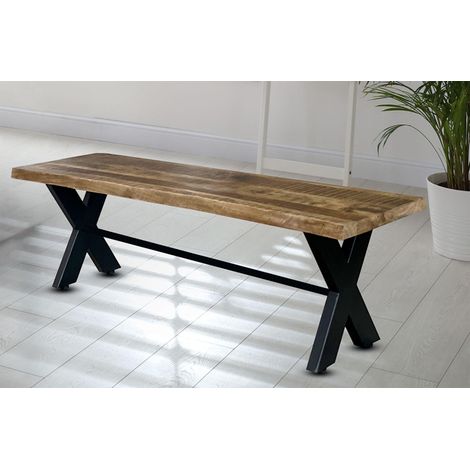 Kerela Bench - Mango Wood/Iron - L44 x W160 x H45 cm - Mango PP Saw Finish