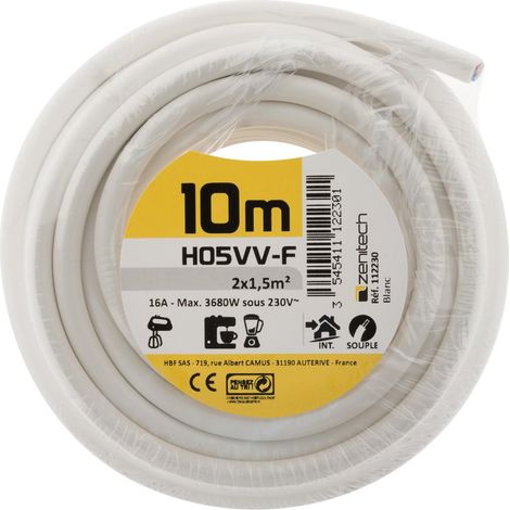 Ho5VV-F 2 x 1,5 mm² Weiß 10 m