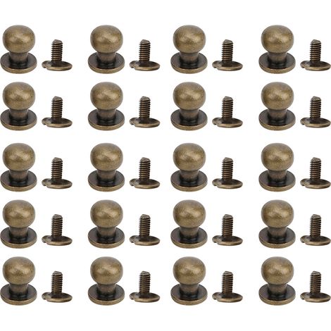 Lot de 20 clous à tête ronde en cuivre 9 x 8mm pour maroquinerie DIY, accessoires de chaussures et cuir, teinte bronze. (1/5)