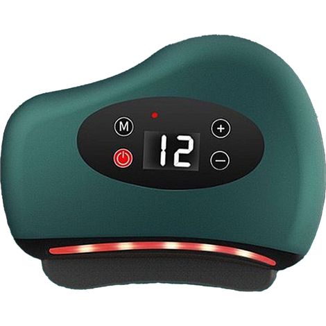 Appareil de massage électrique Gua Sha à 12 niveaux de vibration et de chauffage, température constante, pour un massage cutané par raclage (vert).-AquaForge (1/5)