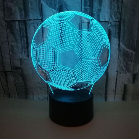 Veilleuse de football pour enfants, lampe de chevet LED 3D de football pour enfants, 7 couleurs changeantes avec télécommande, décoration de chambre, cadeau surprise d'anniversaire pour garçons de 7, (1/4)