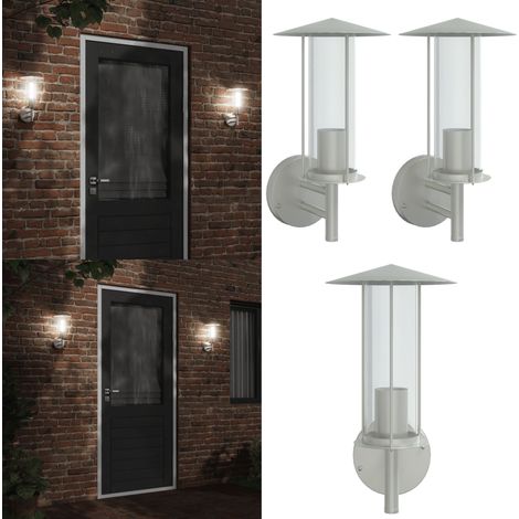 Außenwandleuchten 2 Stk. Silbern Edelstahl - Außenleuchten - Wandleuchten - Gartenbeleuchtung - LED-Leuchte - Edelstahl - Home & Living (1/5)