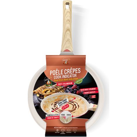 VENTEO - Poele à crepe  Poele induction et autres feux  temoin de chauffe sur poele induction  crepiere induction grand format 28cm
