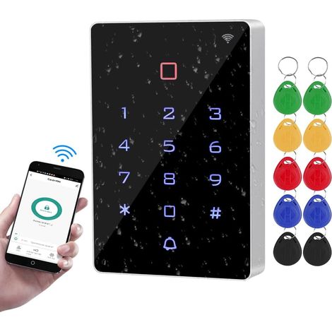 WiFi RFID Access Control Keyboard sans Fil IP68 Imperméable à l'eau Contrôleur d'accès Clavier WG26 / 34 Téléphone Portable APP Password Système + Carte clé (1/5)