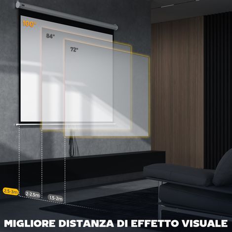 Taille d'écran 100 pouces pour vidéoprojecteur, rapport 16:9/4:3, hauteur réglable, dimensions 210x8.6x7 cm, style noir et blanc (1/5)
