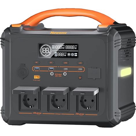 Station d'alimentation portable, capacité de 1102,5 Wh, puissance nominale de 2000 W, noir (1/2)