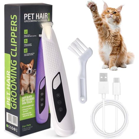 Tondeuse à Pattes pour Chien avec Lumière LED, Silencieuse Tondeuse pour Chien, Sans Fil Tondeuse Toilettage pour Animaux Rechargeable pour Chat et Chiens Pour Pattes, Yeux, Oreilles, Visage (Blanc) (1/5)