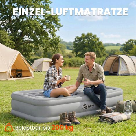 Matelas pneumatique 1 personne autogonflant lit gonflable avec pompe électrique intégrée en 3 minutes surface floculée (1/5)