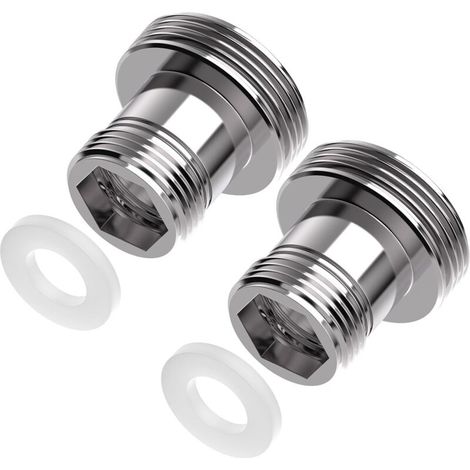 Set mit 2 Wasserhahnadaptern M16 auf M22 - Doppelgewinde für Außengewinde M16 (15,5 mm) und M22 (21,5 mm) - Für Küchenlüfter und Wasserfilter (M22-M16)
