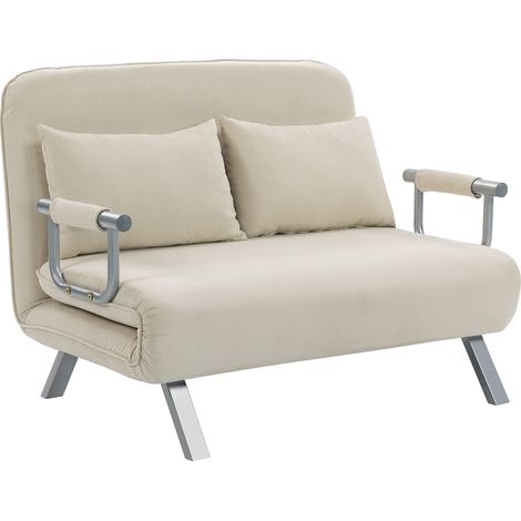 Canapé convertible métal suède CANNY beige (1/5)