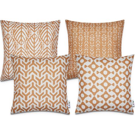 Paco Home Fundas Cojines Decoración Salón Motivo Geométrico Funda Cojín Decorativa 4pcs-Set, Dunkelorange (de)