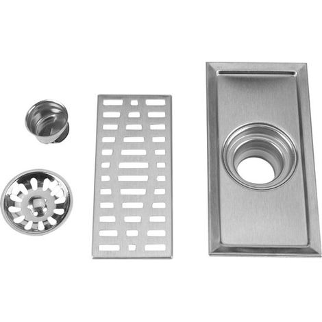 Duschbodenablauf – Linienablauf – Wasserablauf – Anti-Verstopfungsfilter – 20 x 10 cm – Silber (1/5)