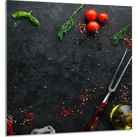 GLASPLATTE FÜR KÜCHE 60x65 Schiefer