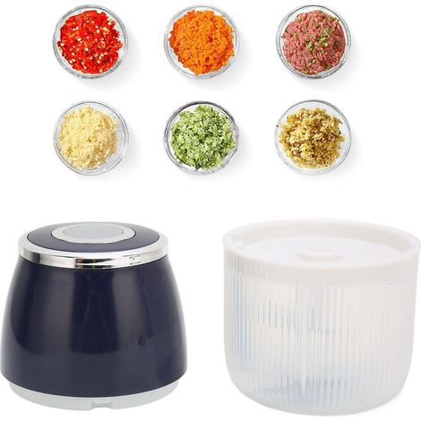 Potente procesador de alimentos eléctrico con 3 cuchillas – Multifuncional con carga USB – 320 g, PP y acero inoxidable – Silencioso (1/5)
