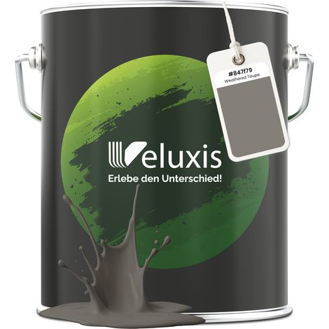 Pittura murale grigio marrone beige opaca per interni – Copertura classe 1, senza COV, senza primer, a goccia – Soggiorno e camera da letto – 5 L – Veluxis (Weathered Taupe)
