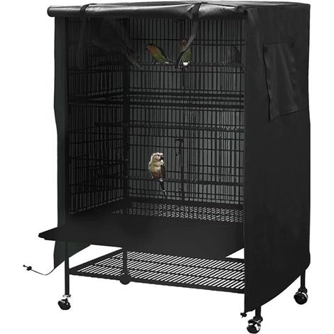 Housse noire imperméable pour cage à oiseaux, grande taille, lavable, coupe-vent et anti-poussière, idéale pour la nuit. (1/4)