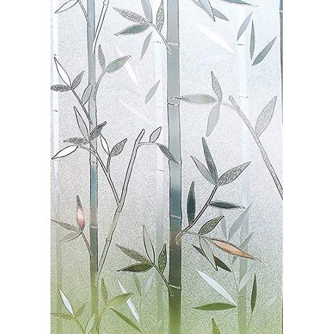 Film Vitre Anti-Brume - Film Translucide Sans Colle Électrostatique pour Porte Fenêtre en Verre - Motif Bambou 60 x 200 cm (1/5)