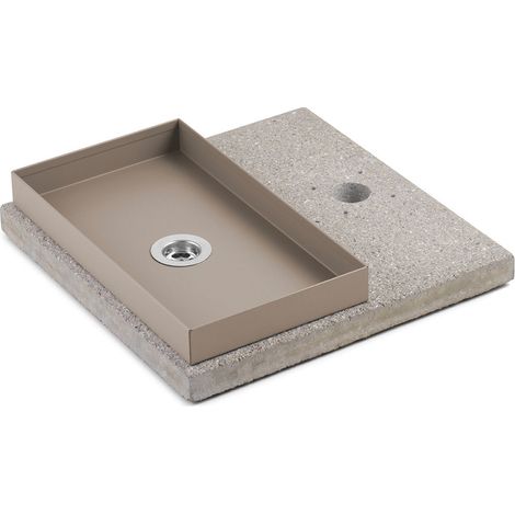 Base con Vaschetta per Fontane con Ghiera Piccola 40x40x5 cm in Cemento Belfer 42/BSE/6 Tortora (1/3)
