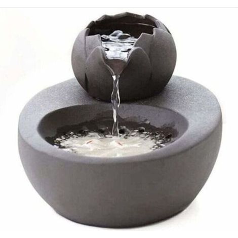 Fontaine d’eau - En céramique - Avec lotus vertical et filtre automatique - Idéale pour chat et animal de compagnie - noir, (1/5)