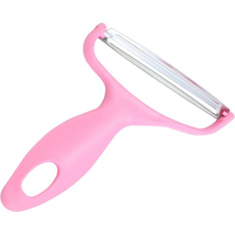Épluche-légumes portable rose avec trou de suspension, en acier inoxydable PP, facile à nettoyer et idéal pour la maison. (1/5)