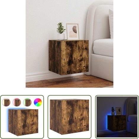 LED-Leuchten - TV-Wandschrank mit LED-Leuchten Räuchereiche 40,5x35x40 cm (1/5)