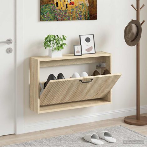 vidaXL Wall-Mounted Shoe Cabinet HAARLEM 71 x 17 x 43 cm Sonoma Oak (1/5)