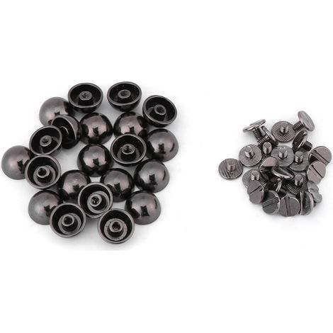 Set mit 20 Schraubnieten in Pilzform für Gürtel, Taschen und Lederschuhe – Schwarzes Dekor (1/5)