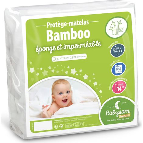Babysom - Protège Matelas/Alèse Bébé - Bamboo - 70x140 cm - Imperméable - Doux et Respirant - Bouclette éponge (1/6)