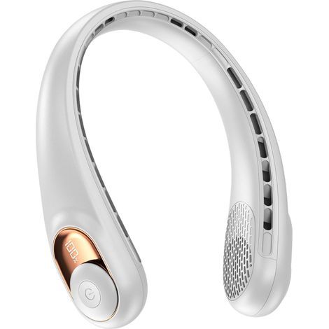 Ventilateur de cou portable, rechargeable sans pale, batterie de 4000 mAh améliorée et sortie d'air environnante à 360°, augmente le volume d'air, ultra silencieux, ventilateur portable à longue (1/5)