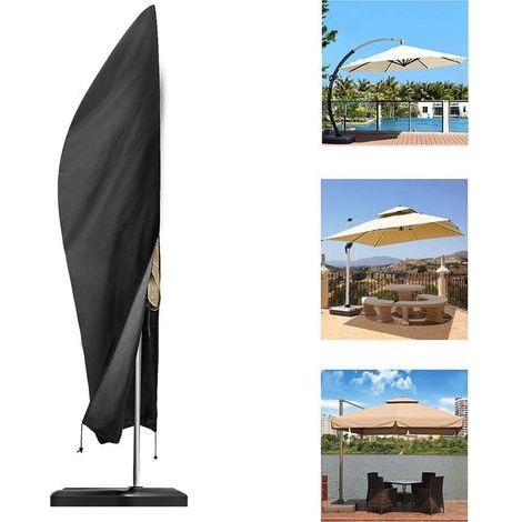 Funda protectora para sombrilla de jardín de 280 cm x 30 cm/81 cm/45 cm con brazo lateral. Fabricada en tela Oxford resistente, impermeable, resistente a los rayos UV y al polvo. (1/5)