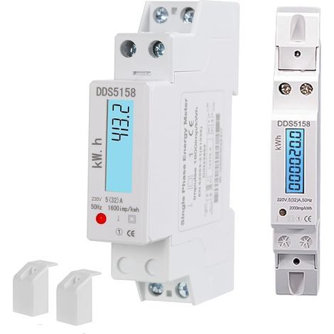 Einphasen-Energiezähler, Einphasen-kWh-Energiezähler 1P 5 (32) A Stromverbrauchszähler 220 V mit LCD-Hintergrundbeleuchtung (1/5)