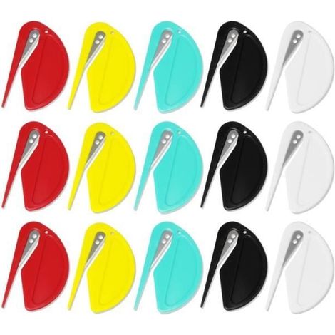 15 Piece Letter Opener & Parcel Opener Mini - Couteau à aluminium efficace avec des ,5 couleurs (noir, blanc, rouge, jaune et vert) (1/4)