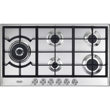 De'Longhi NSL 590D X Piano cottura Gas 90 cm 5 fuochi 1 dual bruciatore griglie ghisa manopole metallo colore Inox (1/5)