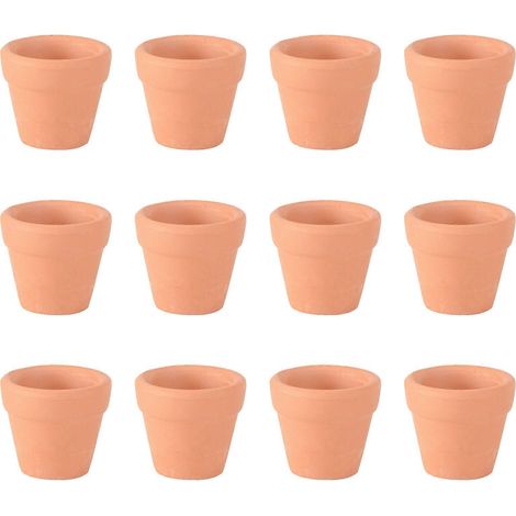 Lot de 12 mini pots en terre cuite (3 x 3 cm) en céramique, parfaits pour cactus, plantes grasses et autres petits pots de pépinière. Idéaux pour les loisirs créatifs et les cadeaux de mariage.